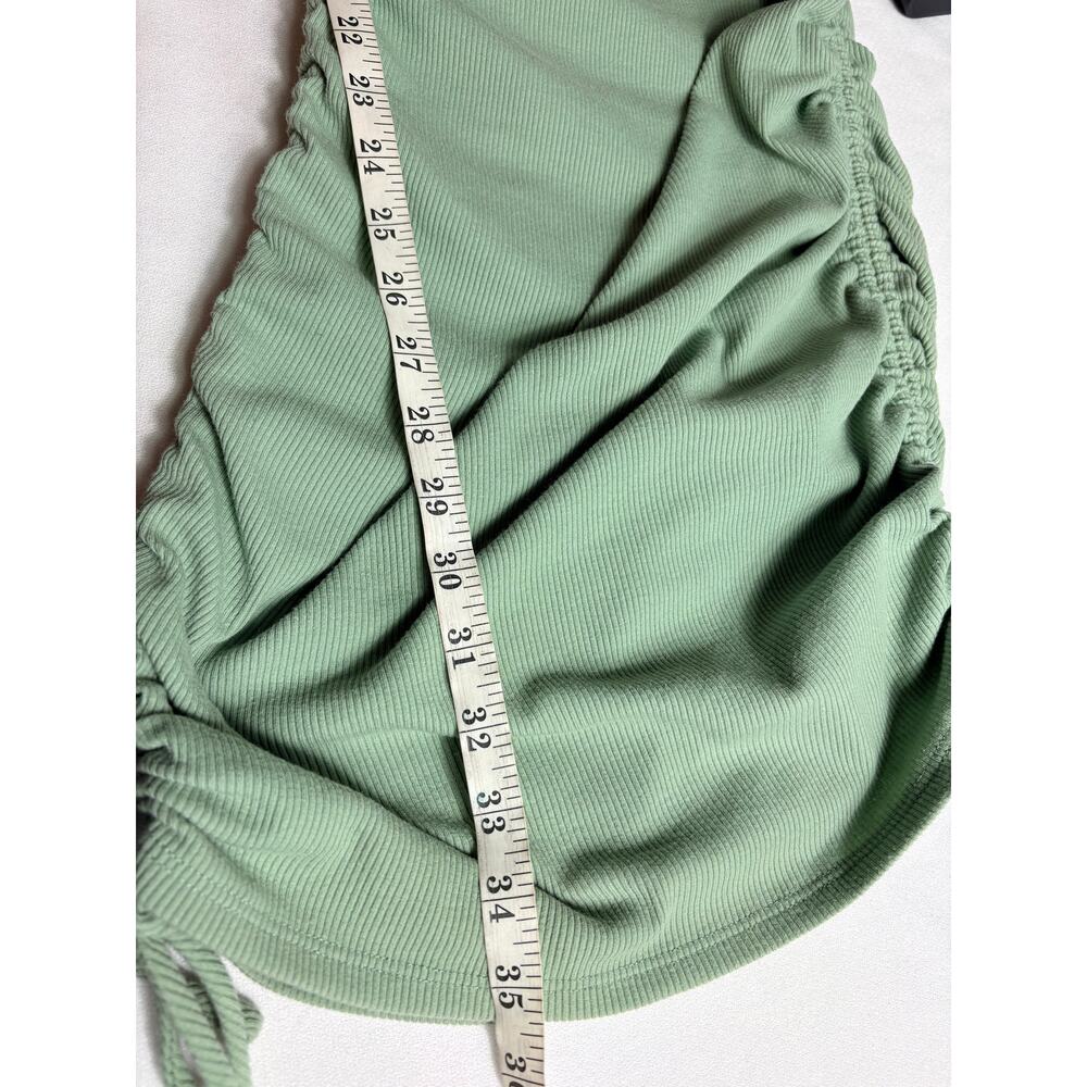 Lulus Over and Over Sage Green Ribbed Drawstring Ruched Bodycon Dress Size M - Picture 9 of 11